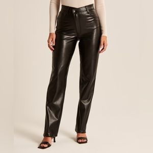 Curve Love Criss-Cross Waistband Vegan Leather 90s Straight Pants